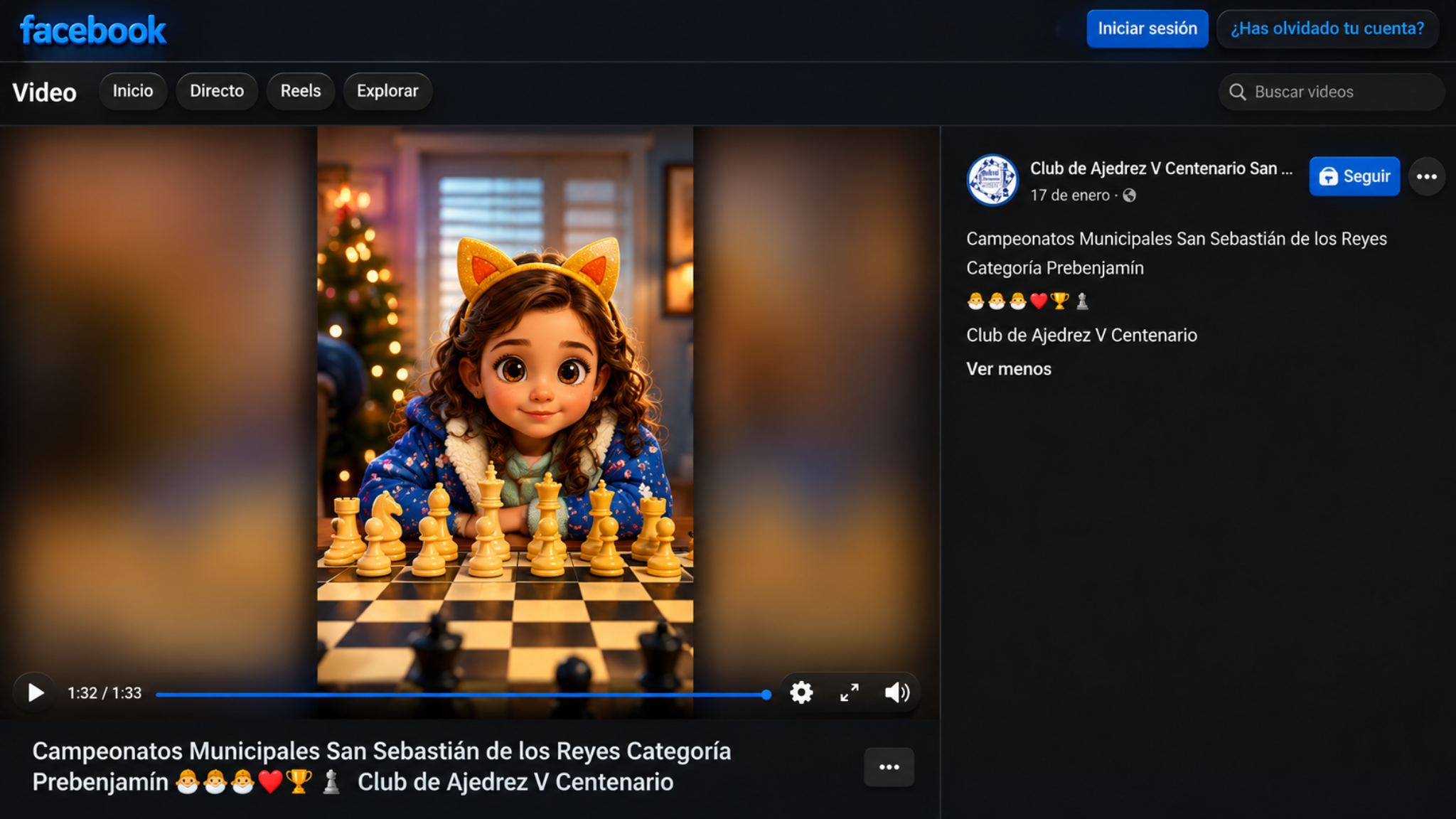 Publicación de Facebook de Juegos Municipales San Sebastián de los Reyes categoría Benjamín