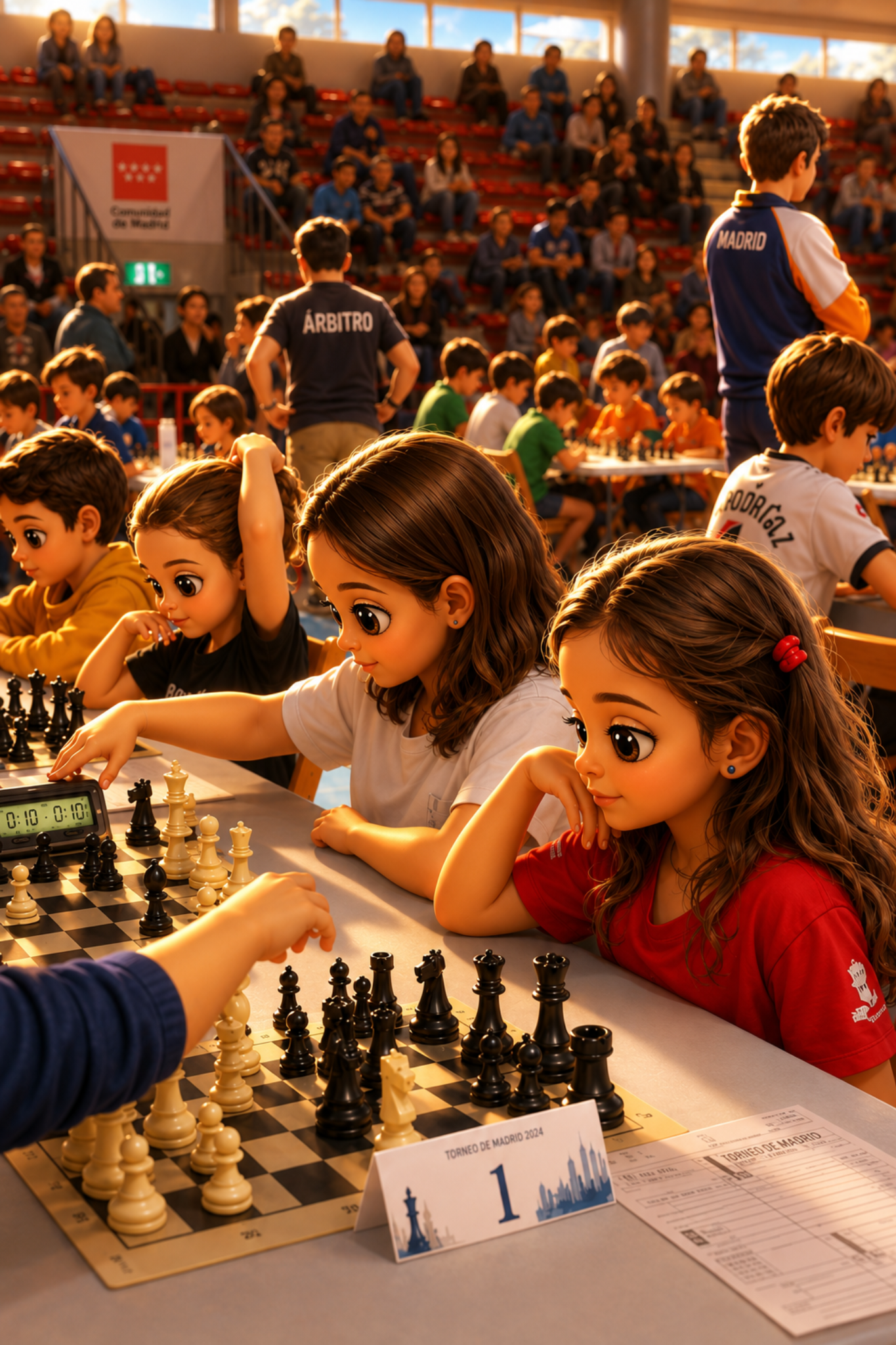 Nicole mostrando medalla en torneo de ajedrez